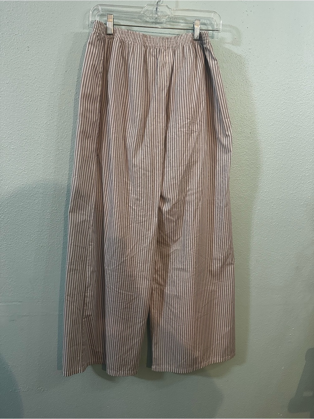 LESET White & Black Pinstripe Wide Leg Pull-On Pants Size S Made in USA - Picture 2 of 12